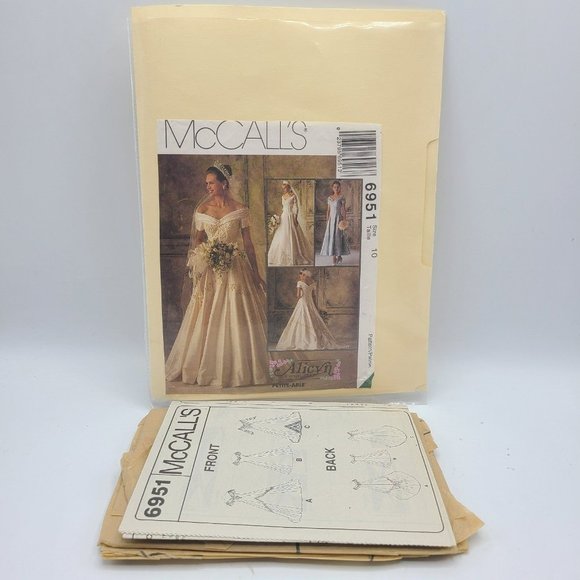 Vintage McCall's Bridal Gown Sewing Pattern 6951 Alicyn Sz 10 - Picture 1 of 3